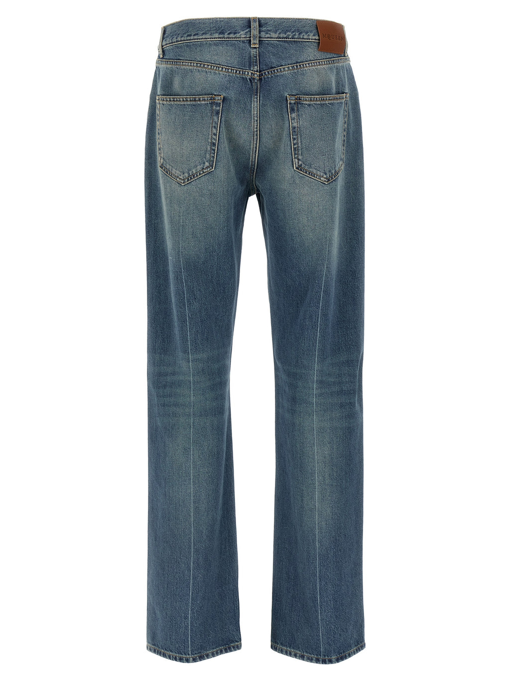 Alexander McQueen Blue Cotton Straight-Leg Jeans