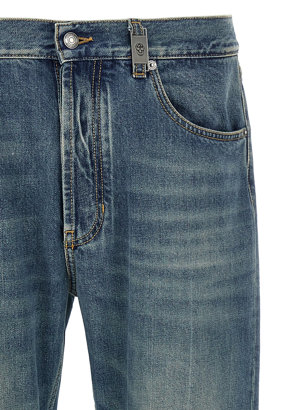 Alexander McQueen Blue Cotton Straight-Leg Jeans