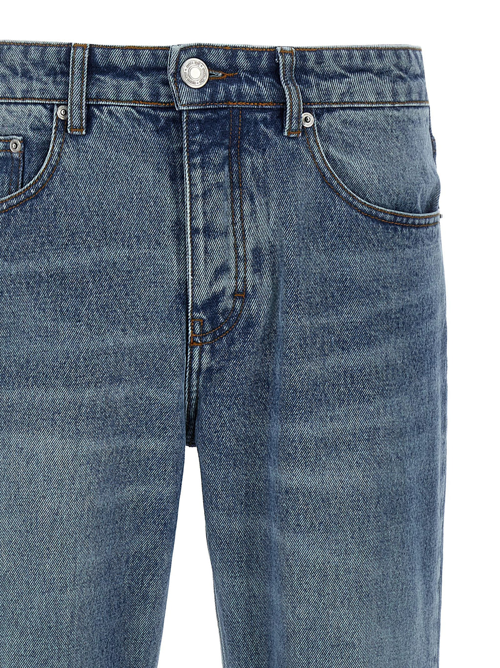 Ami Paris Blue Cotton Straight-Leg Jeans