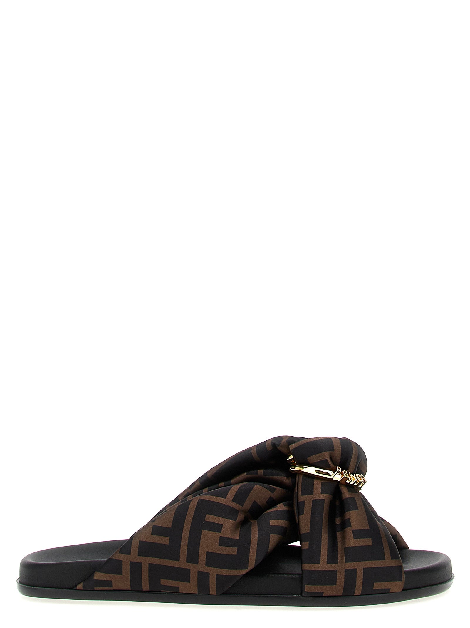 Fendi Brown Polyester Slides
