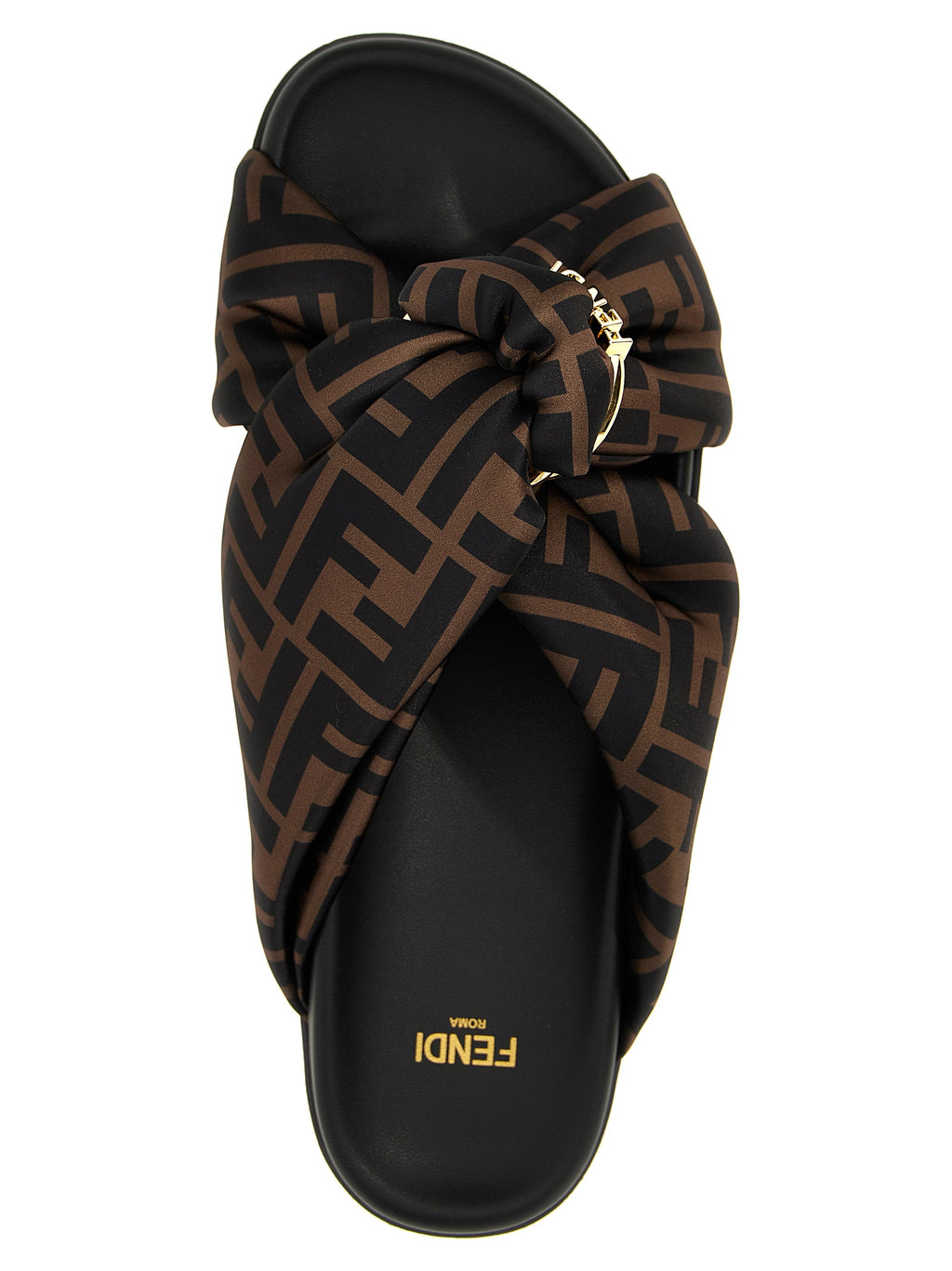 Fendi Brown Polyester Slides