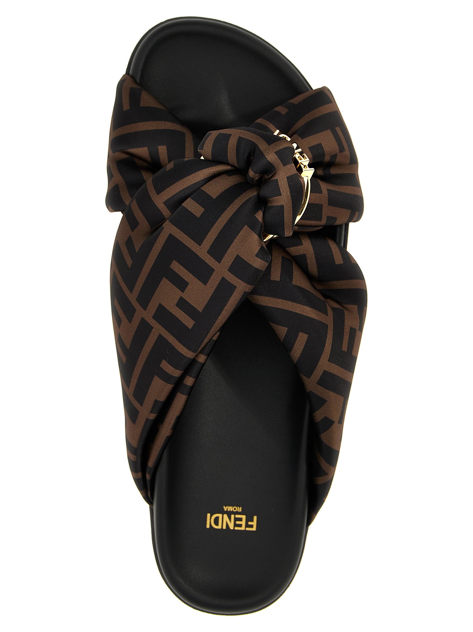 Fendi Brown Polyester Slides