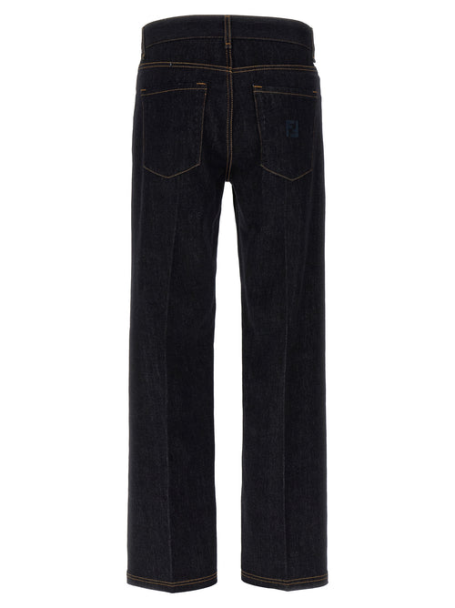 Fendi Blue Cotton Straight-Leg Jeans