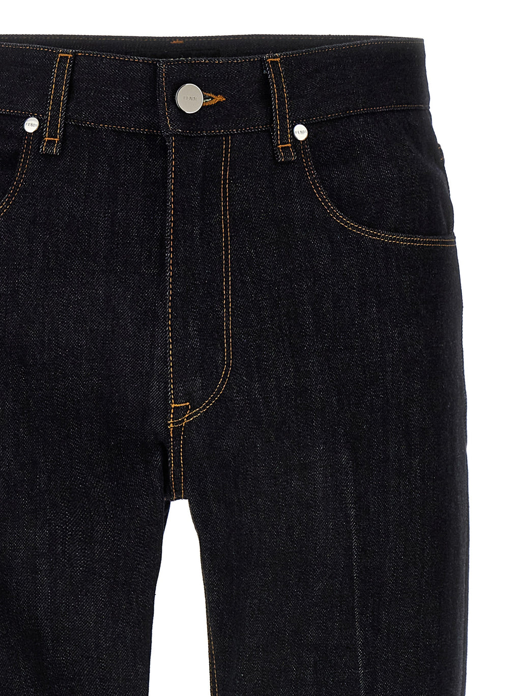 Fendi Blue Cotton Straight-Leg Jeans