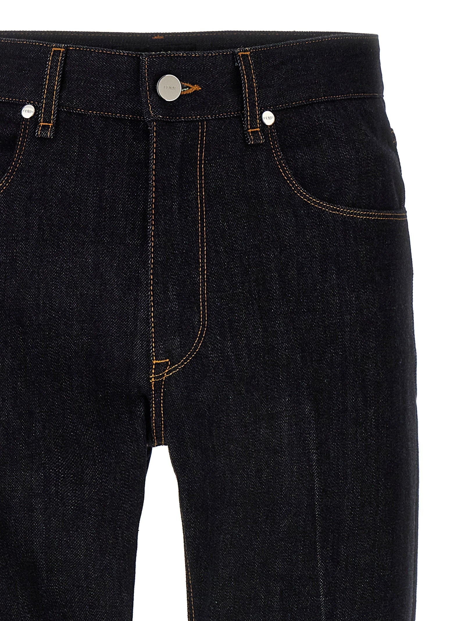 Fendi Blue Cotton Straight-Leg Jeans