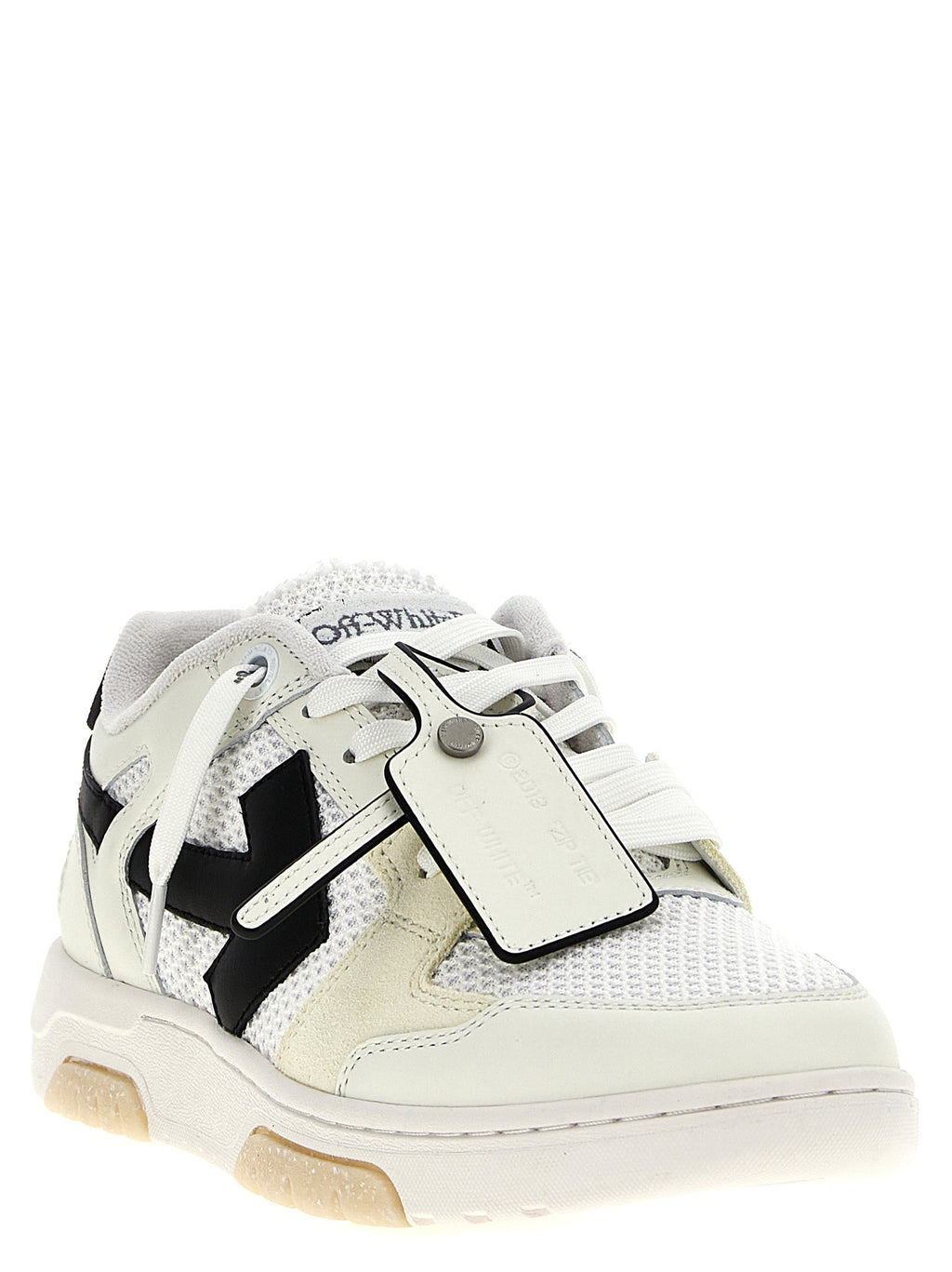 Off-White Bicolor Bovine Leather Athletic Sneakers
