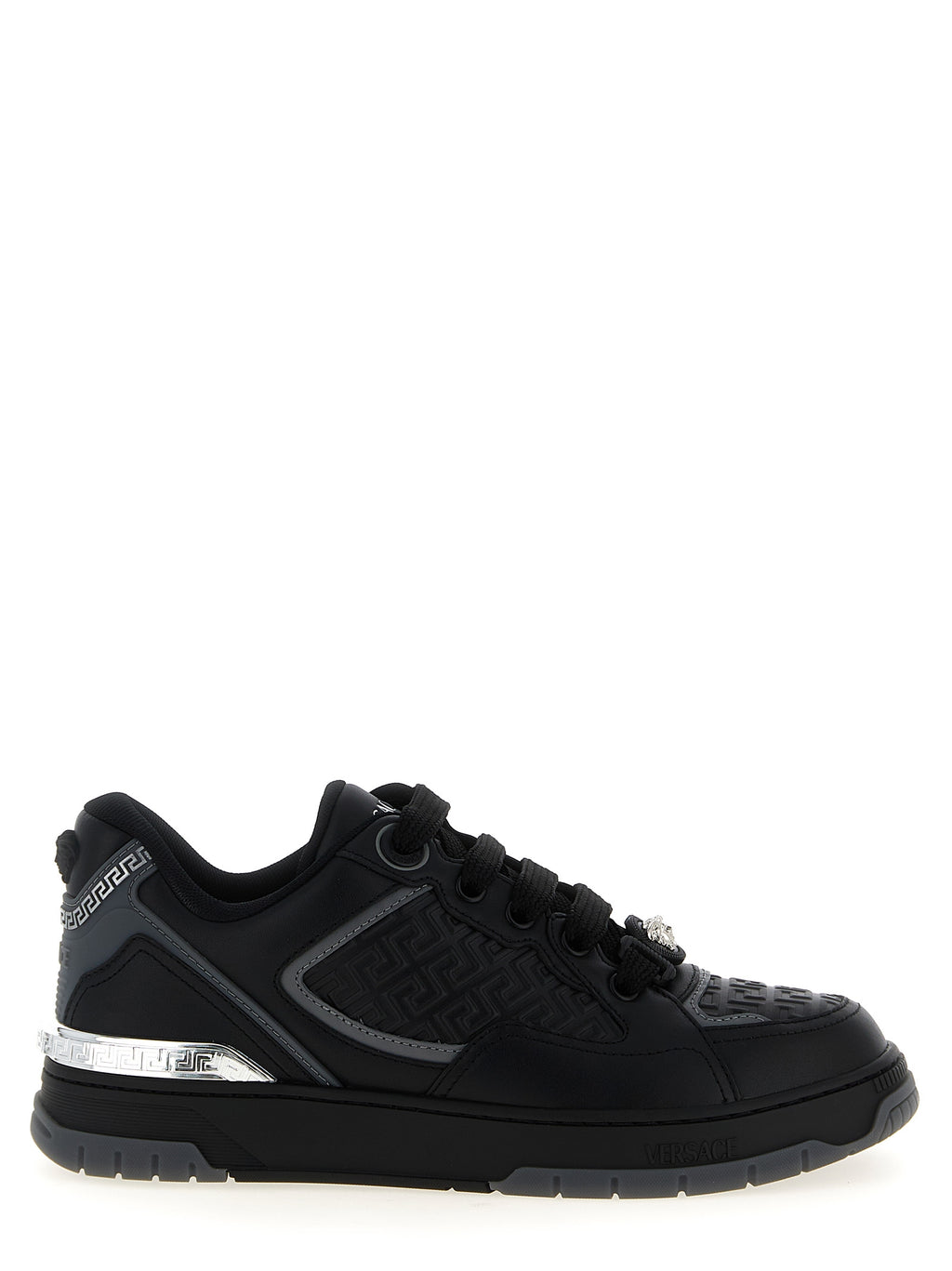 Versace Black Calfskin Athletic Sneakers