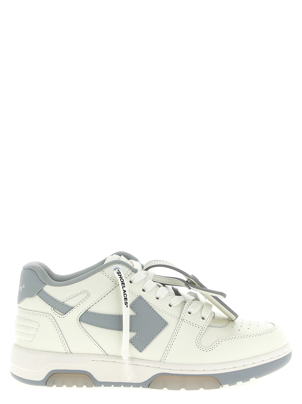 Off-White Gray Leather Low Top Sneakers