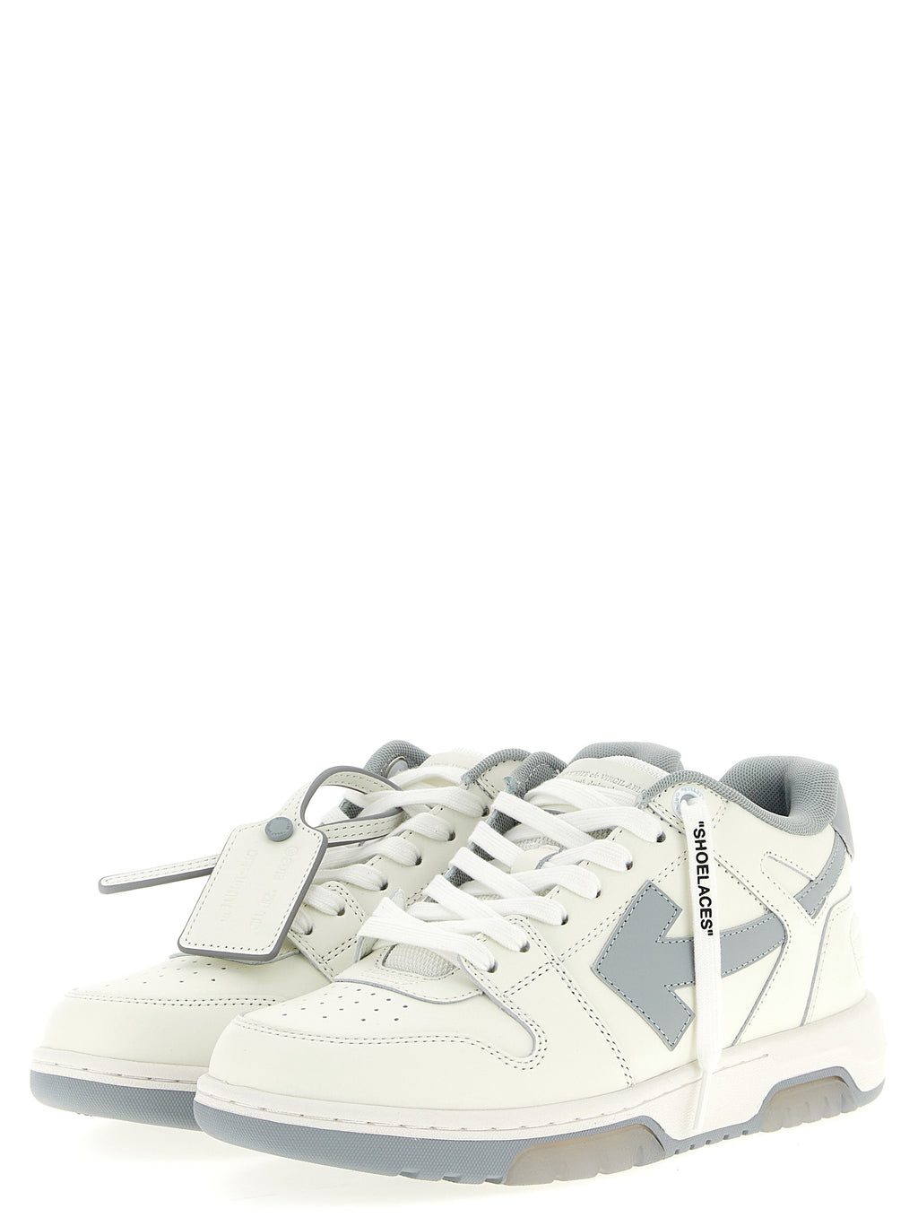 Off-White Gray Leather Low Top Sneakers