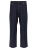 Stone Island Blue Cotton Straight-Leg Jeans