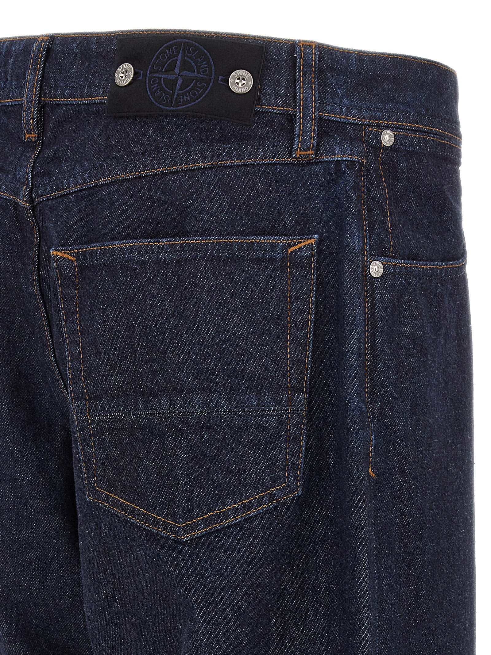 Stone Island Blue Cotton Straight-Leg Jeans