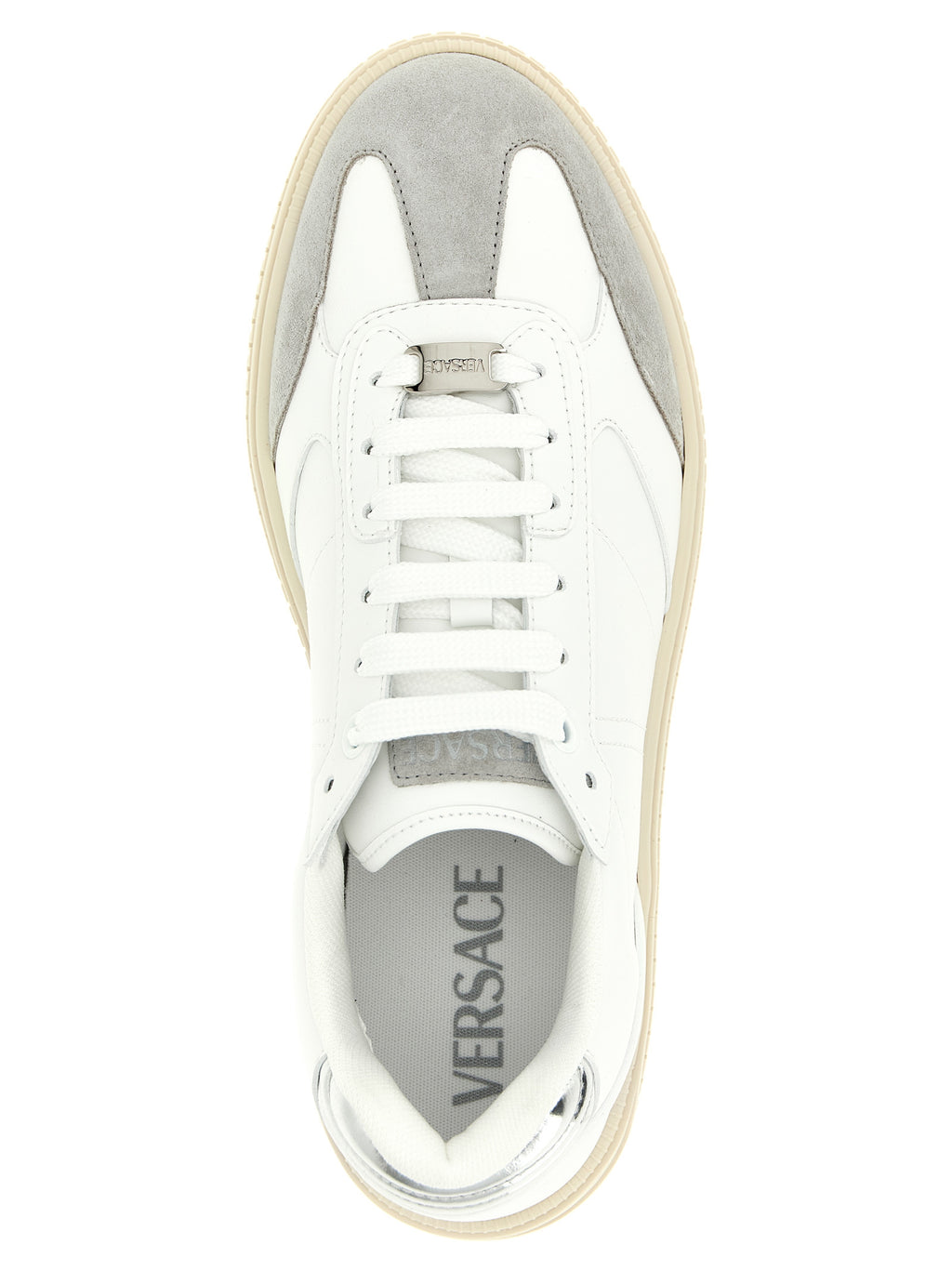 Versace White Calfskin Low Top Sneakers