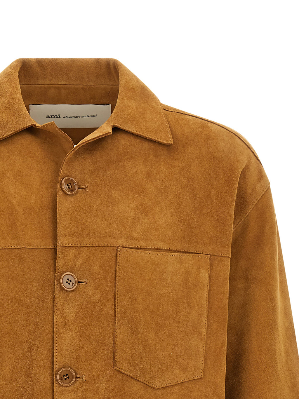 Ami Paris Brown Lamb Leather Leather Jacket