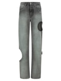 Off-White Gray Cotton Straight-Leg Jeans