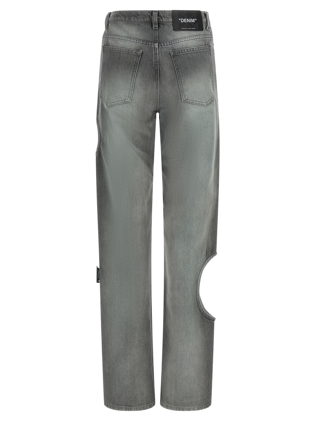 Off-White Gray Cotton Straight-Leg Jeans