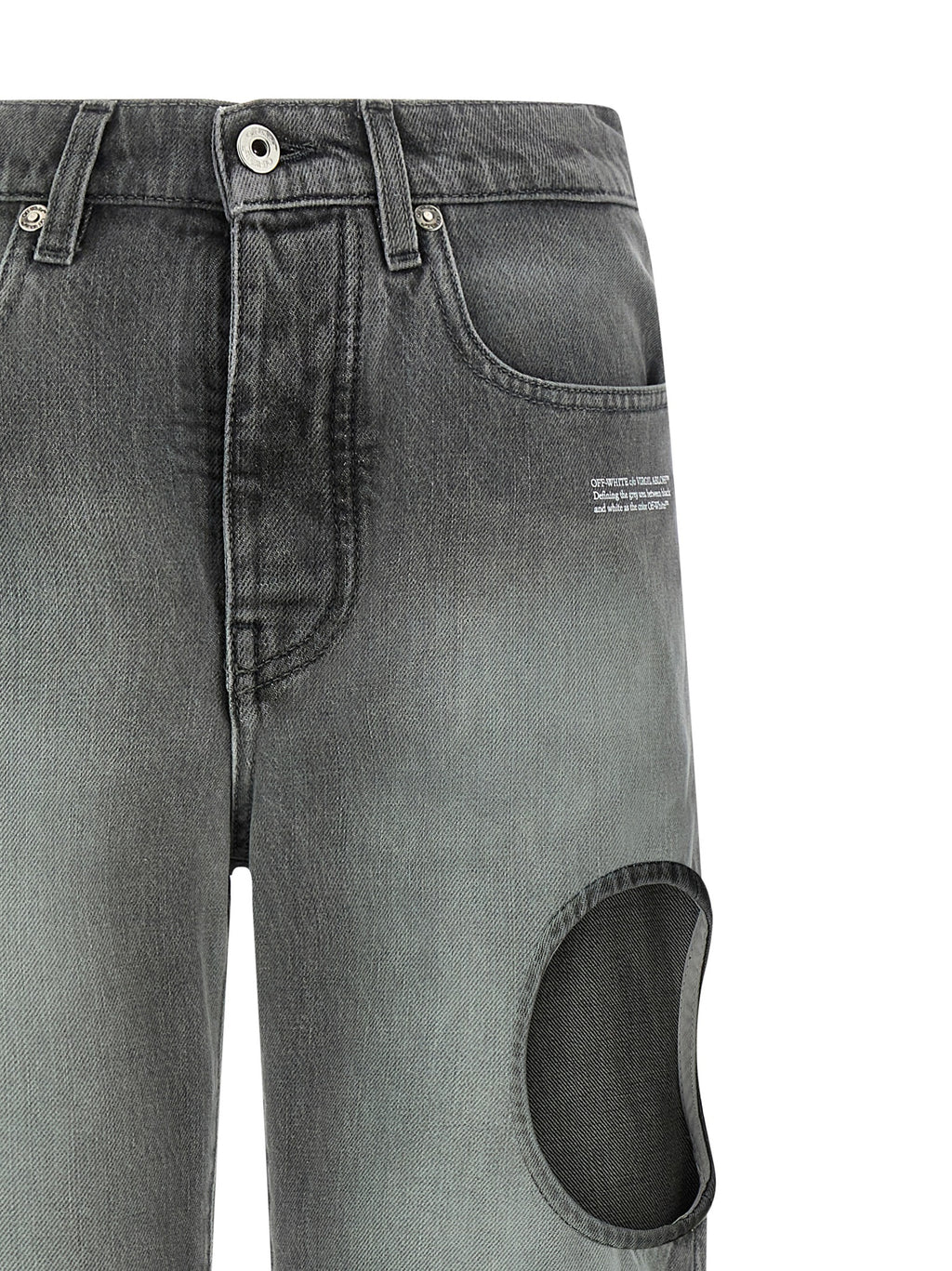 Off-White Gray Cotton Straight-Leg Jeans