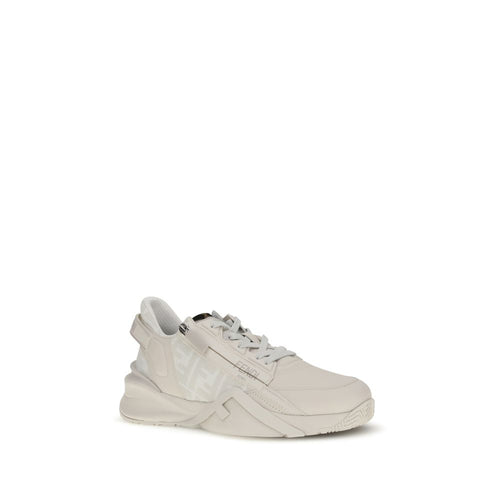 Fendi White Calf Leather Bos Taurus Athletic Sneakers
