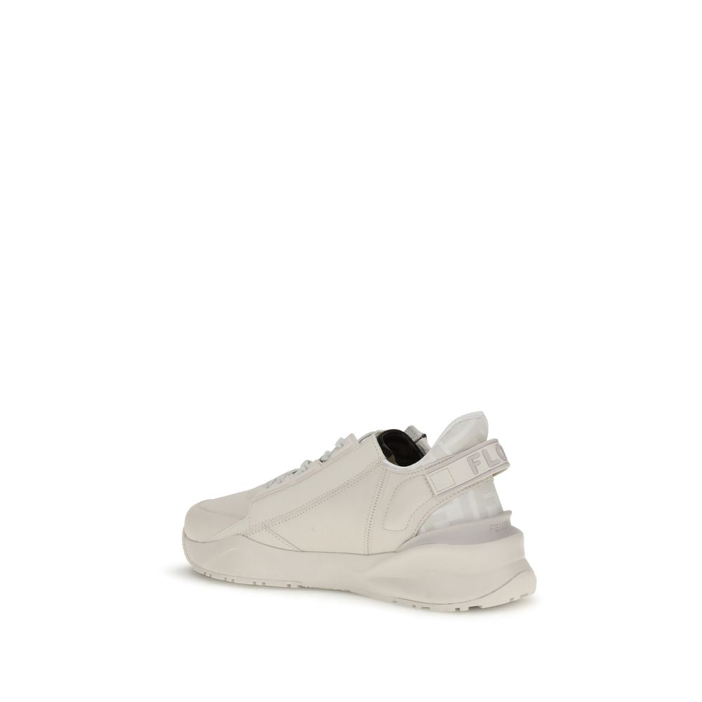 Fendi White Calf Leather Bos Taurus Athletic Sneakers
