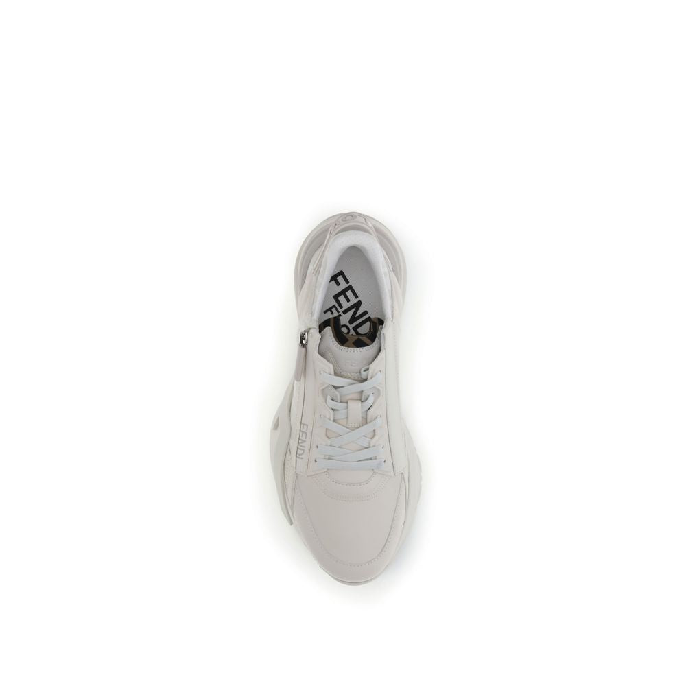 Fendi White Calf Leather Bos Taurus Athletic Sneakers