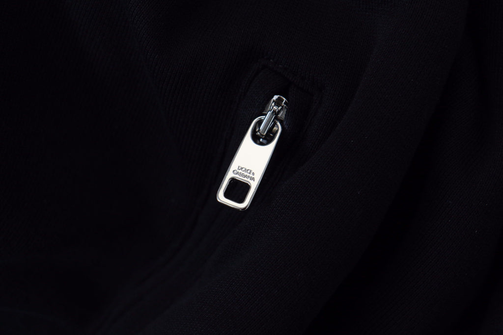 Dolce & Gabbana Black Polyester Hooded Full Zip Jacket - GET THE BRAND