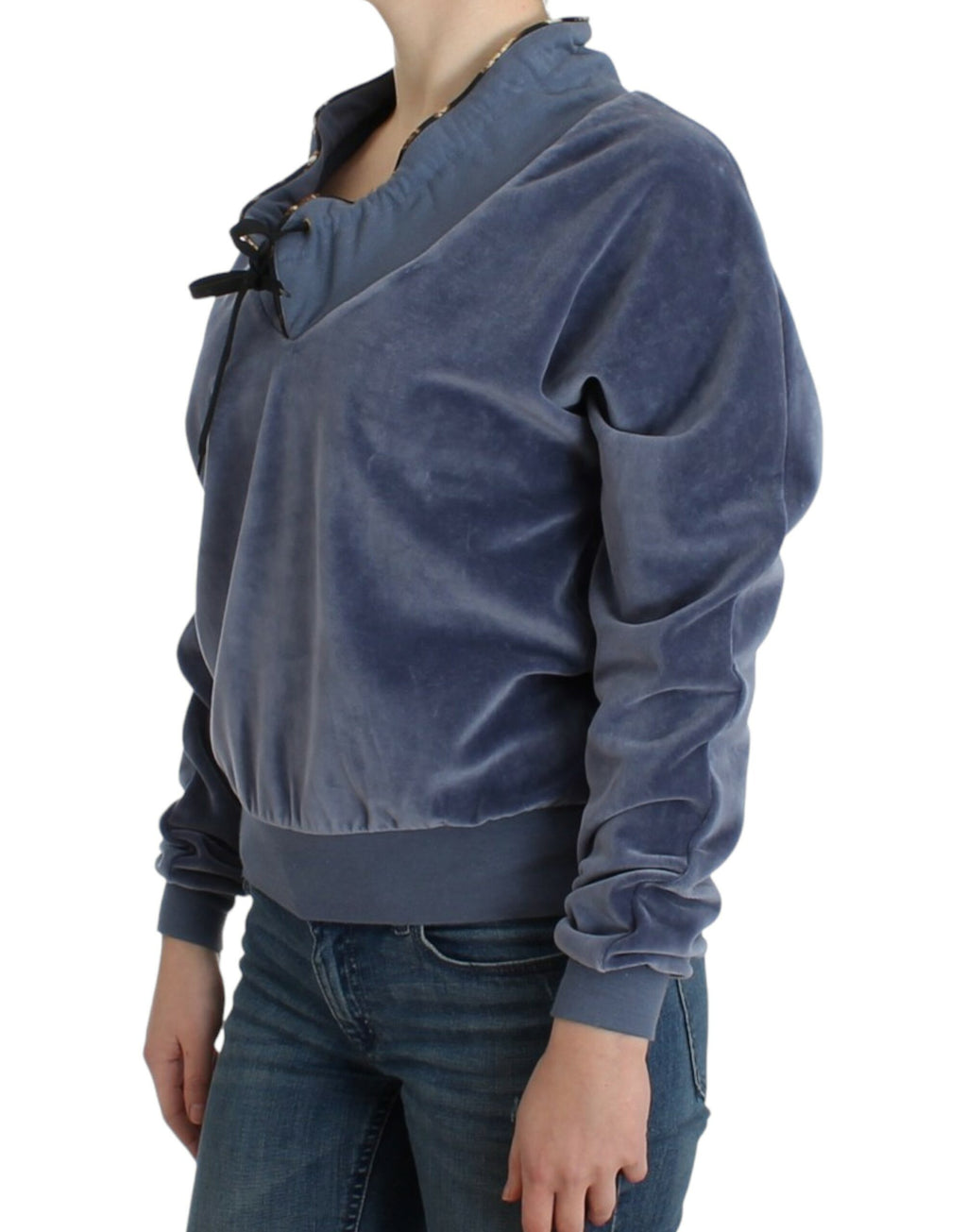 Cavalli Blue velvet cotton sweater