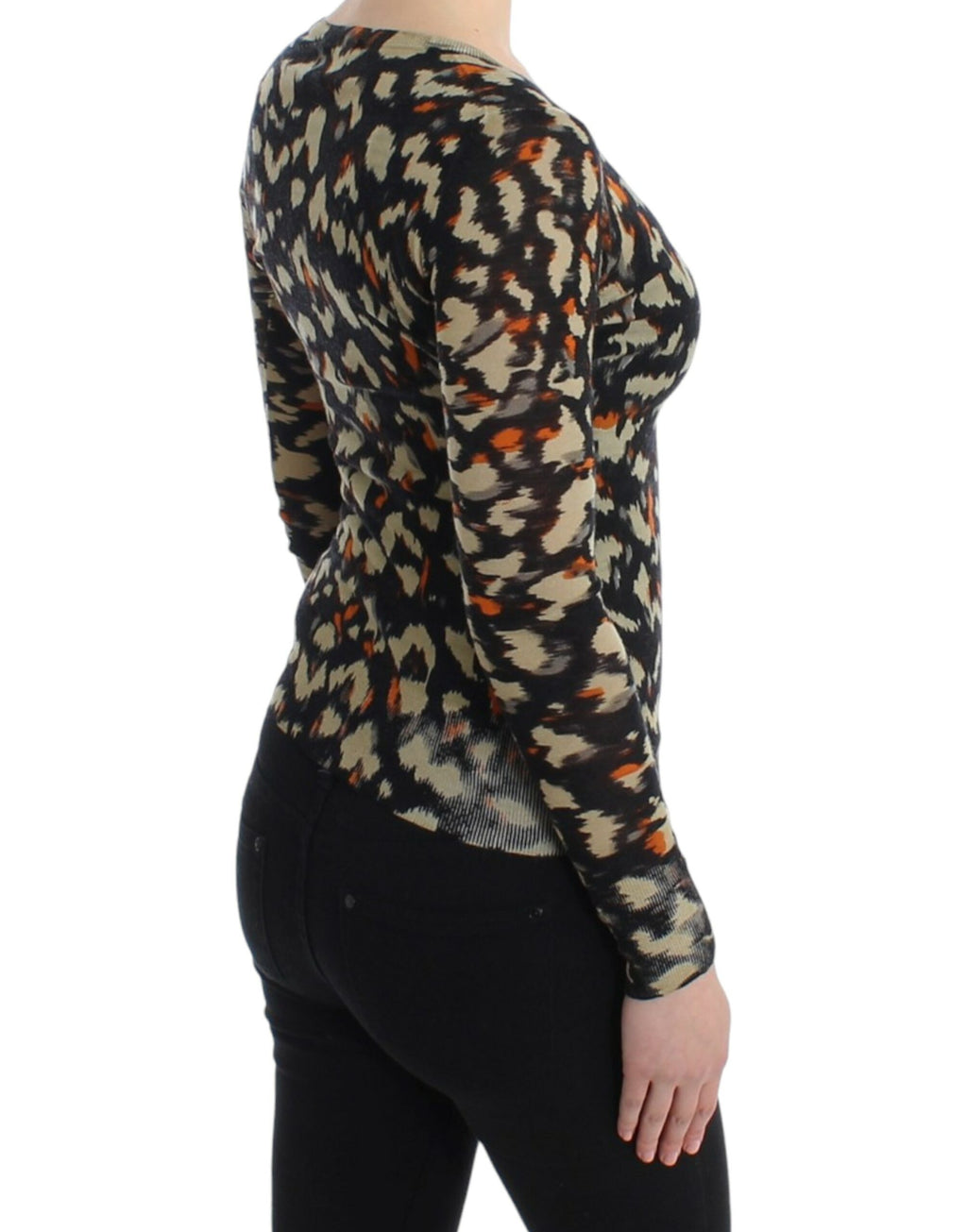 Cavalli Multicolor v-neck wool jumper