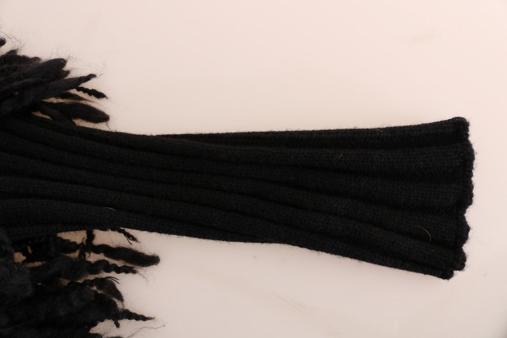 Dolce & Gabbana Black Fringes Wool Pullover Sweater