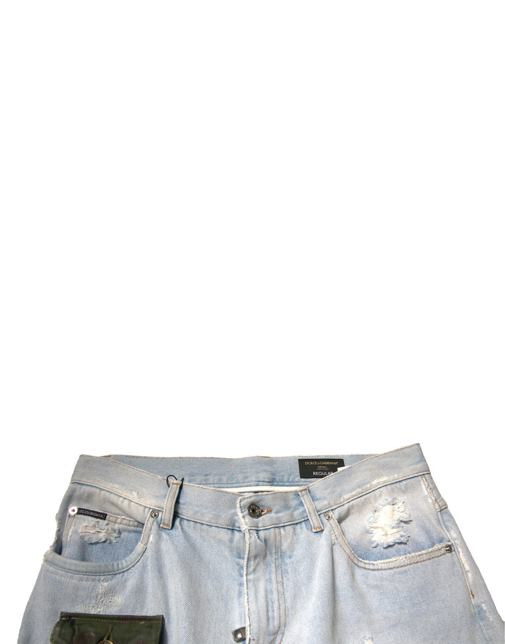 Dolce & Gabbana Light Blue Cotton Cargo Straight Denim Jeans