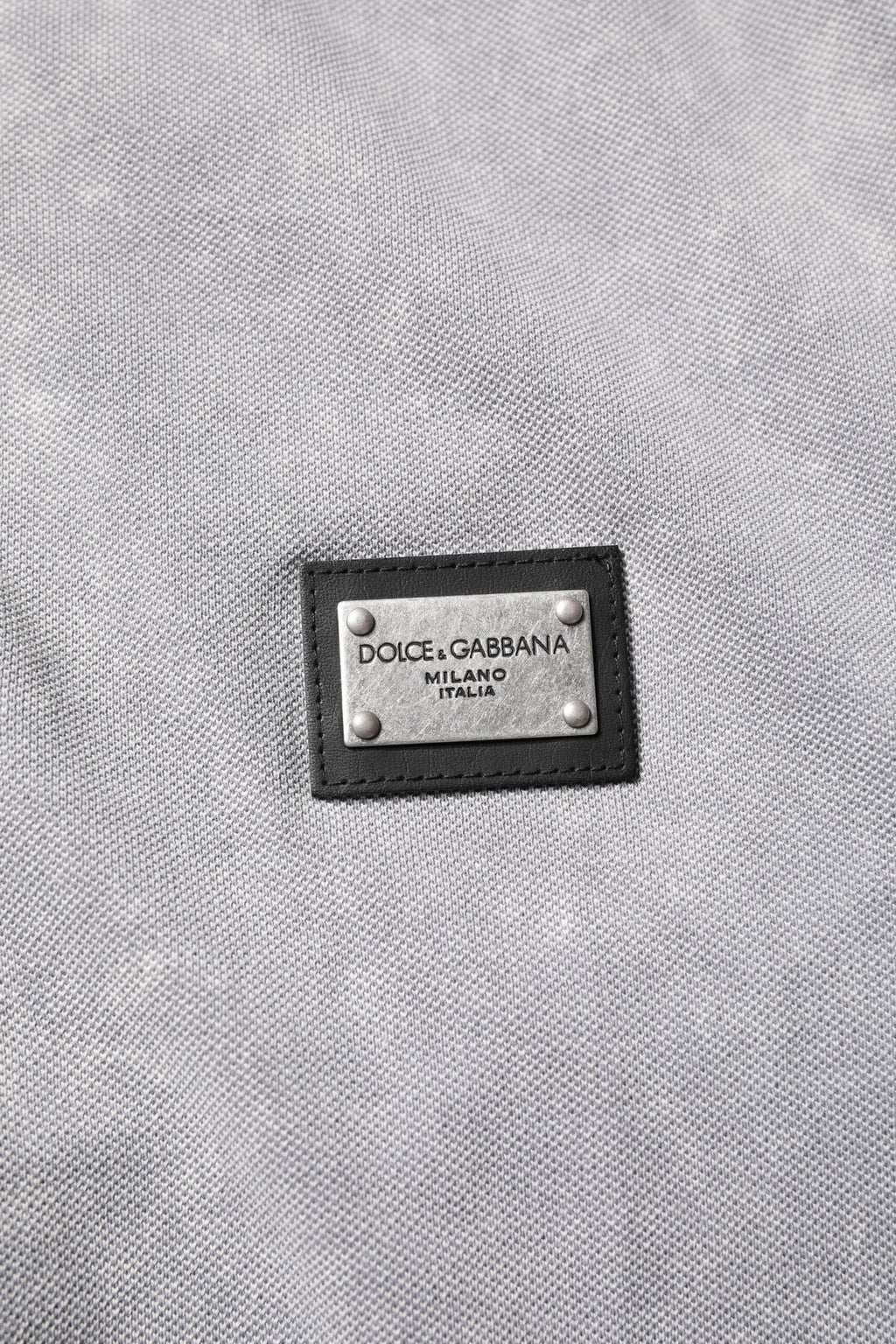 Dolce & Gabbana Gray Logo Plaque Cotton Men Polo Shirt T-shirt