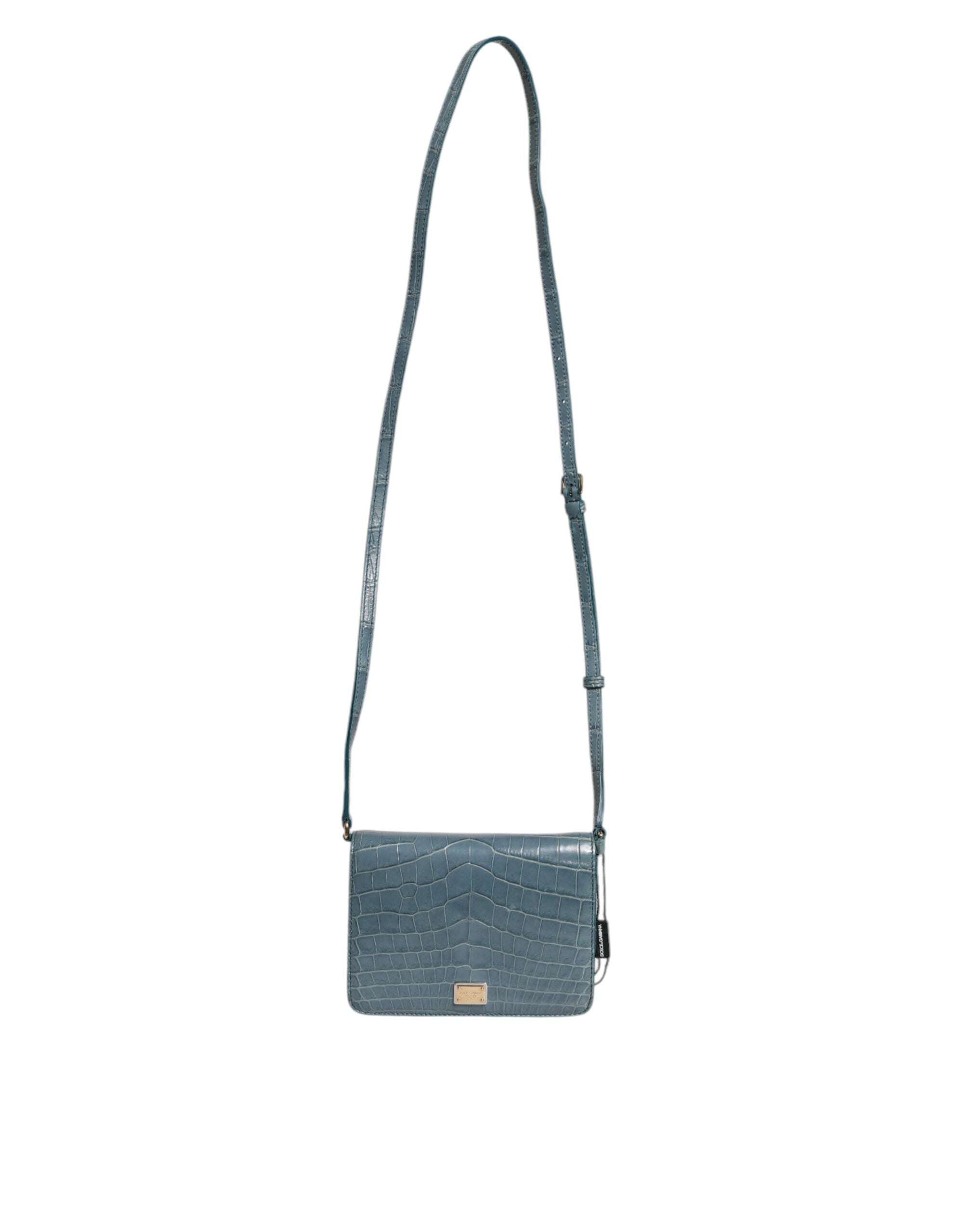 Dolce & Gabbana Green Exotic Leather DG Plaque Crossbody Mini Bag
