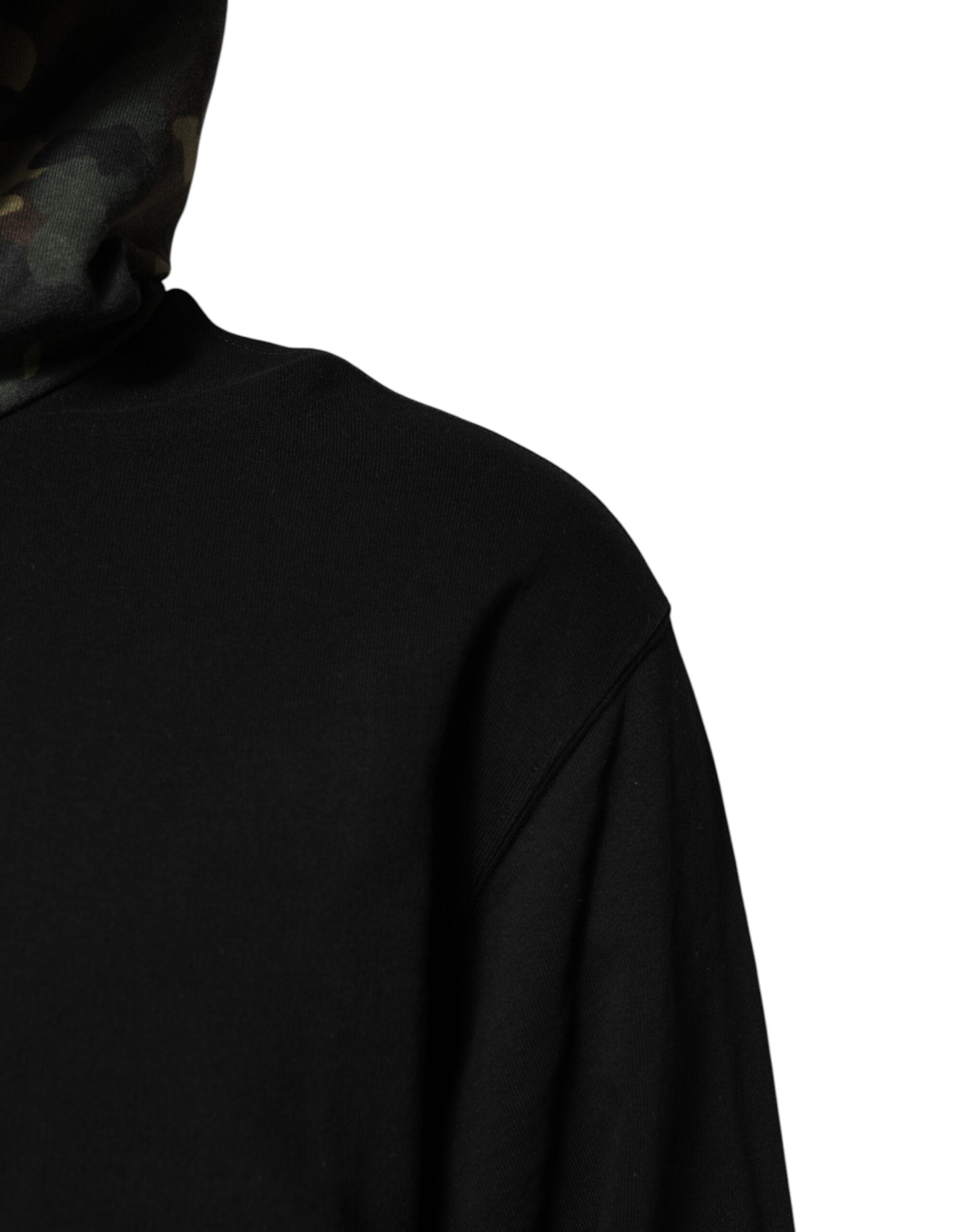 Dolce & Gabbana Black Camouflage Hooded Sweatshirt Sweater