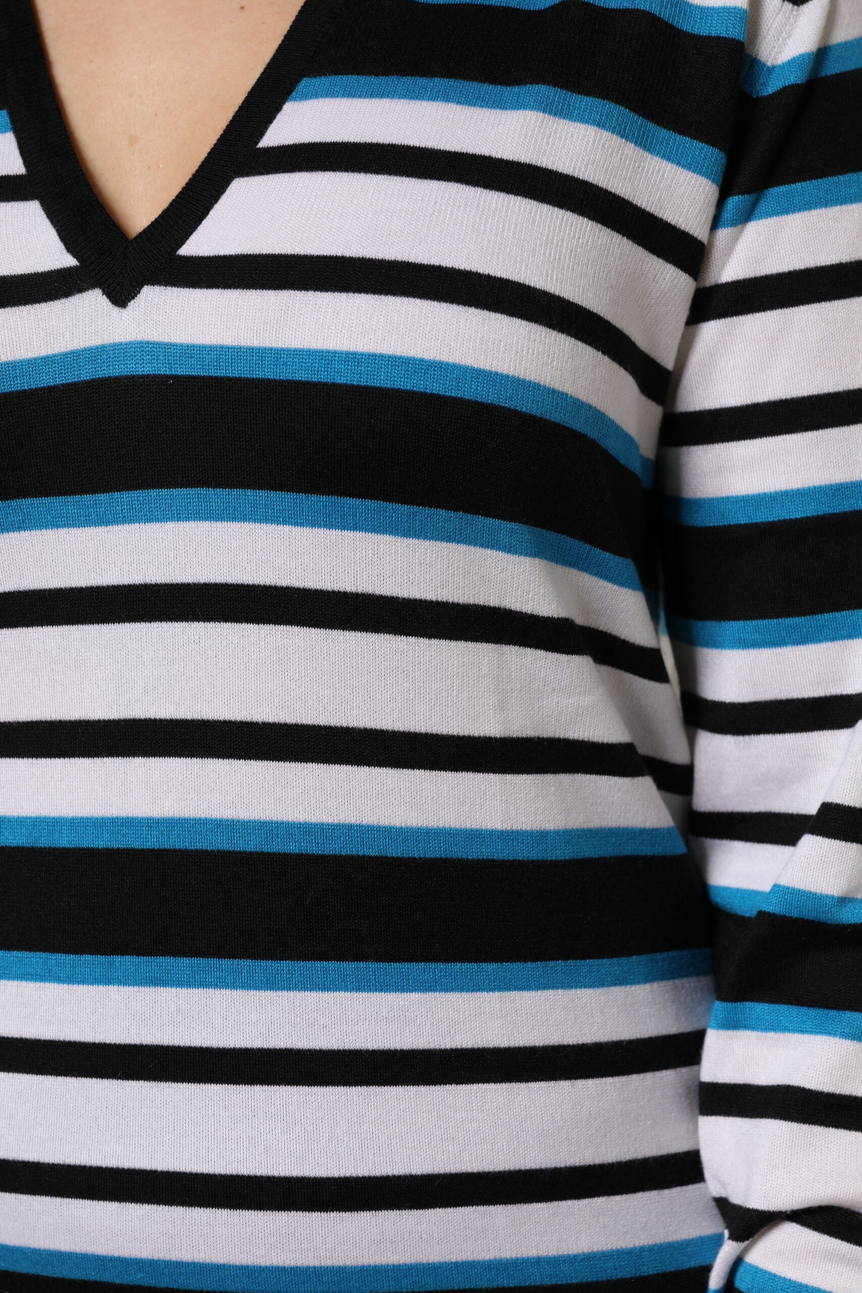 Dolce & Gabbana Multicolor Stripes Long Sleeves V-neck Top