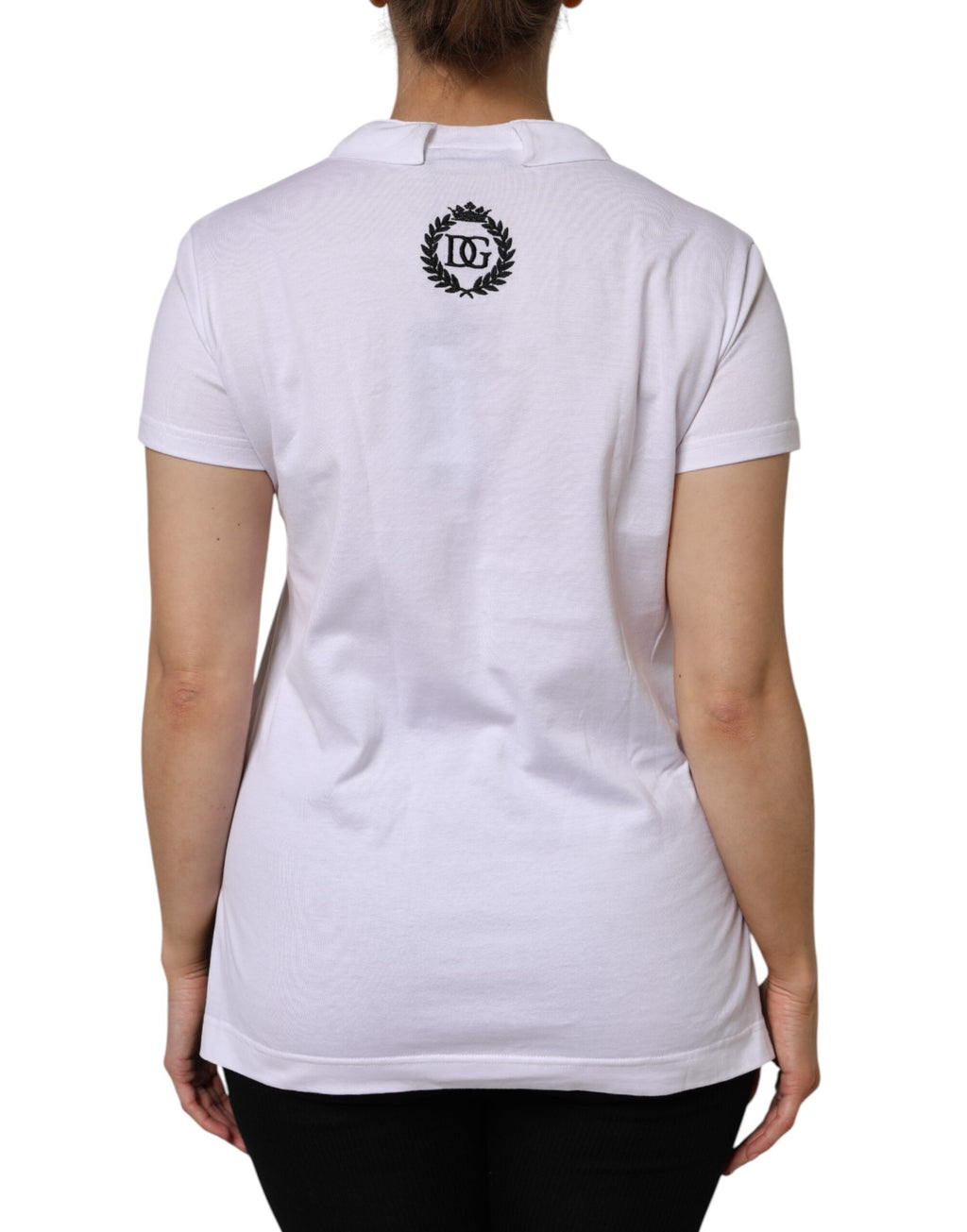 Dolce & Gabbana White Cotton Short Sleeve V-Neck Top T-shirt