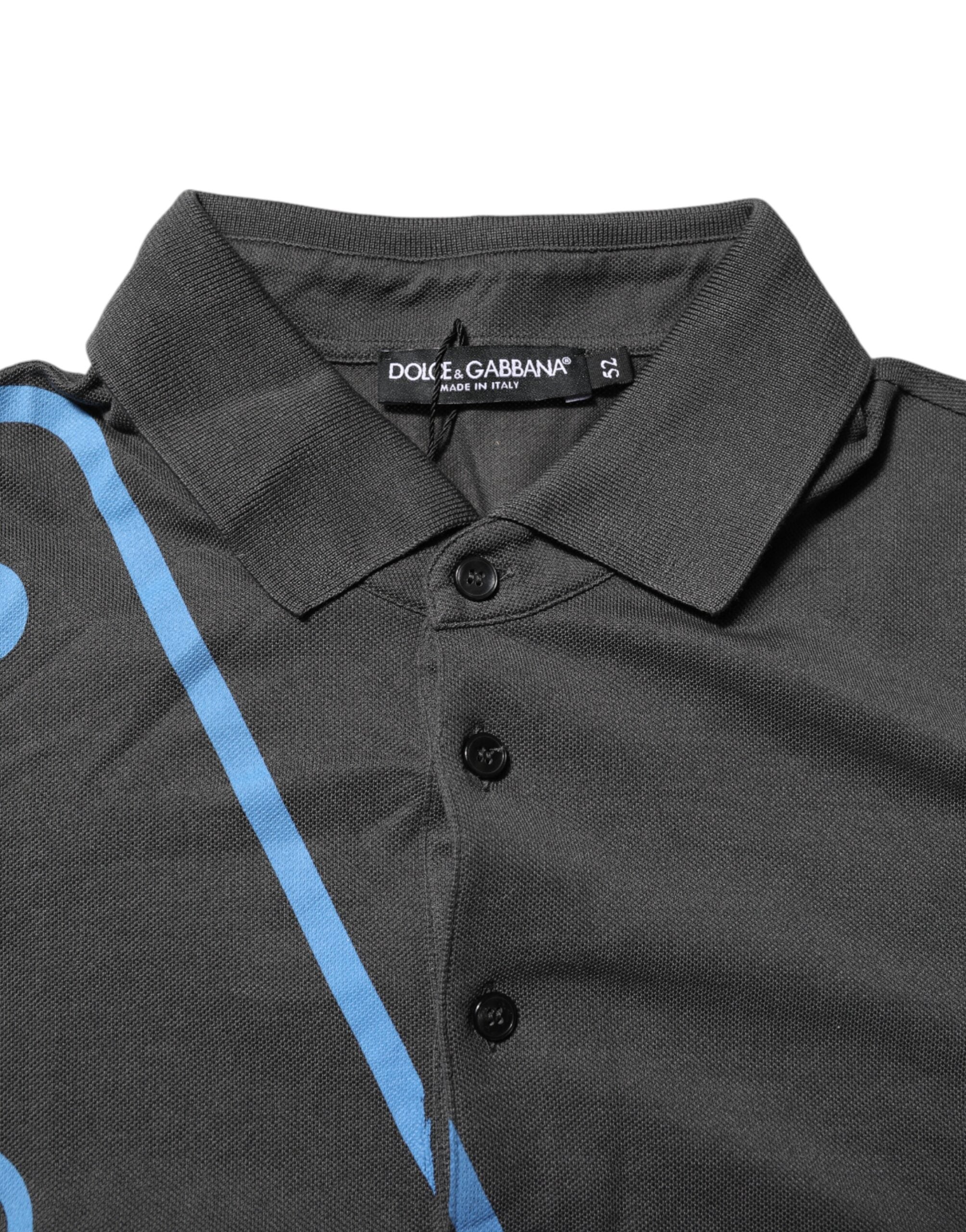 Dolce & Gabbana Dark Gray Short Sleeve Collared Polo T-shirt