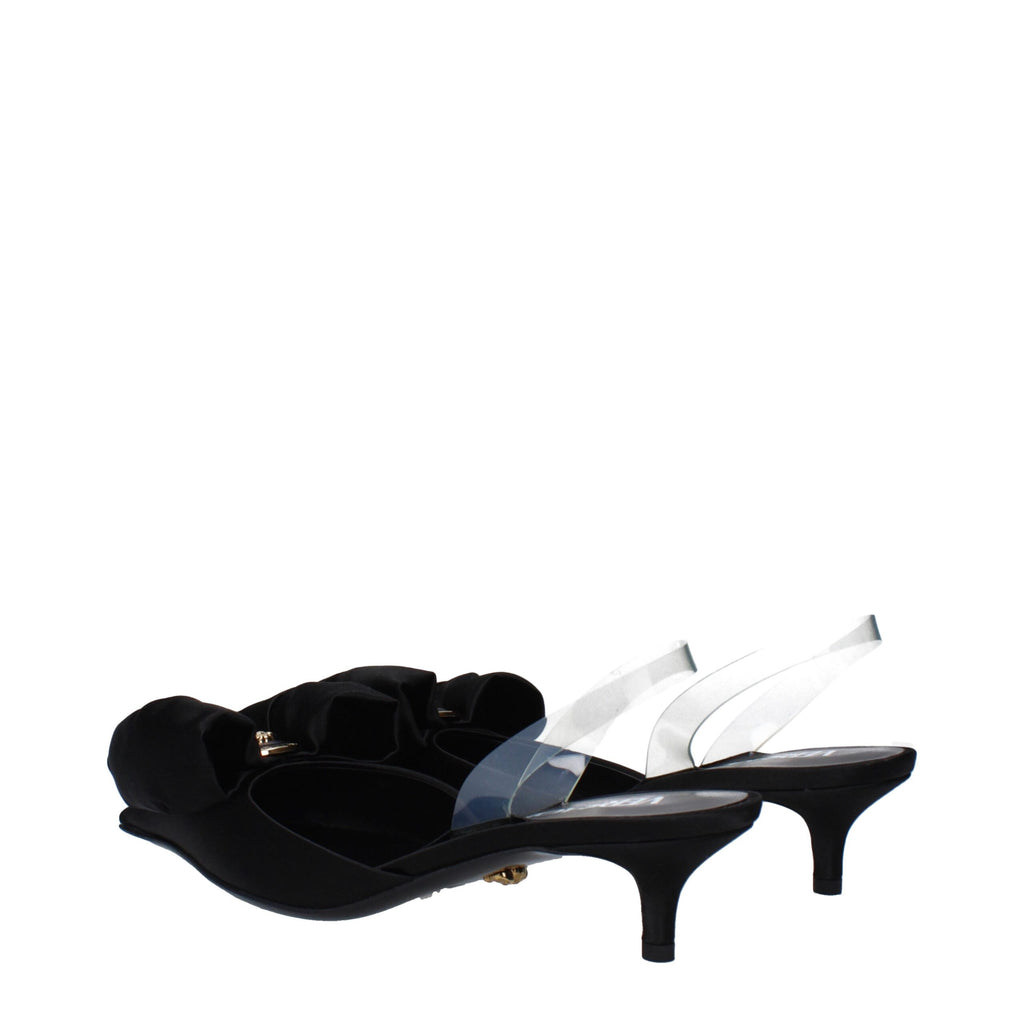 Versace Black Satin Flat Sandals