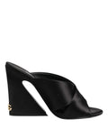 Dolce & Gabbana Black Logo KEIRA Satin Slides Sandals Shoes