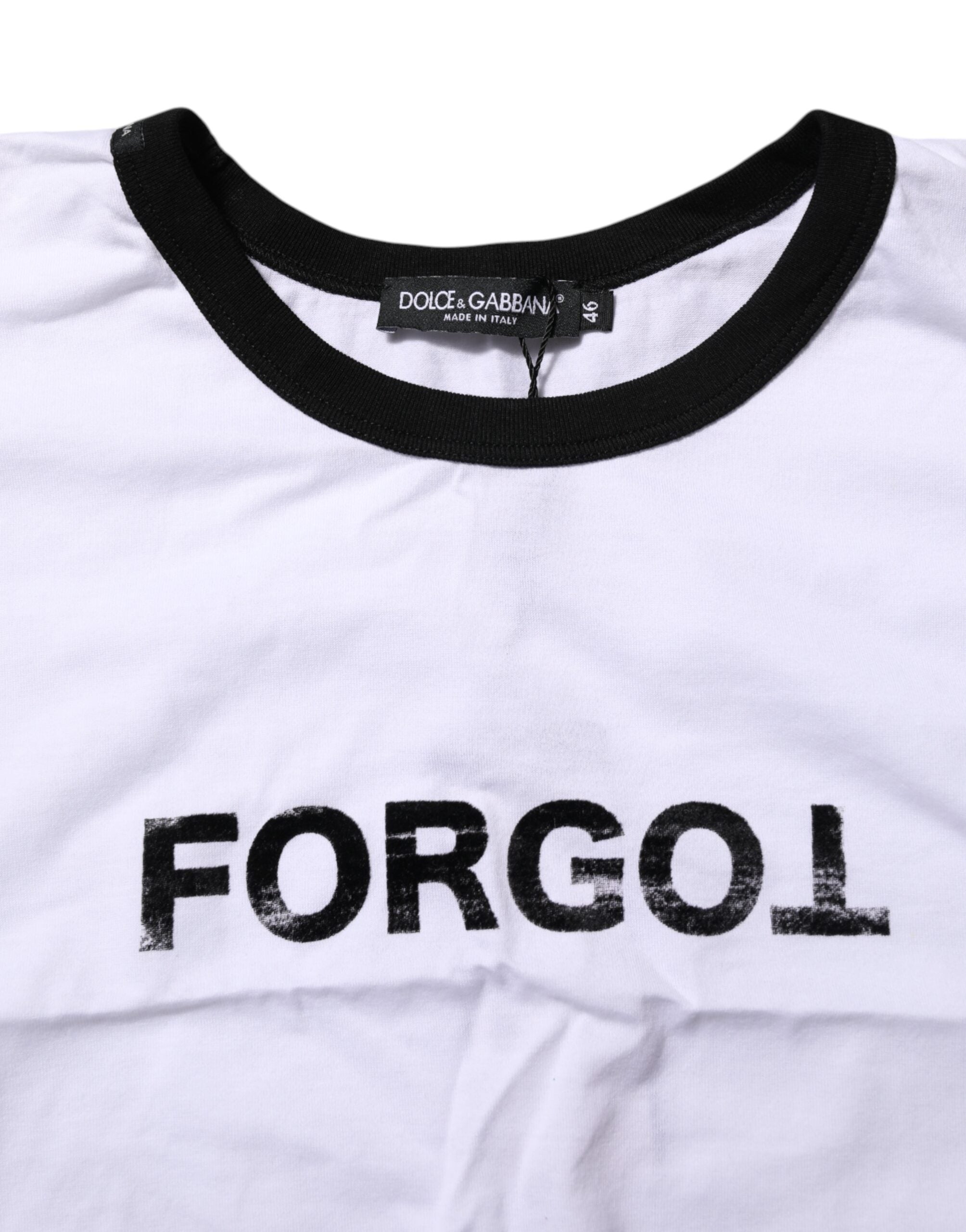 Dolce & Gabbana White Cotton Crew Neck Cropped Top T-shirt