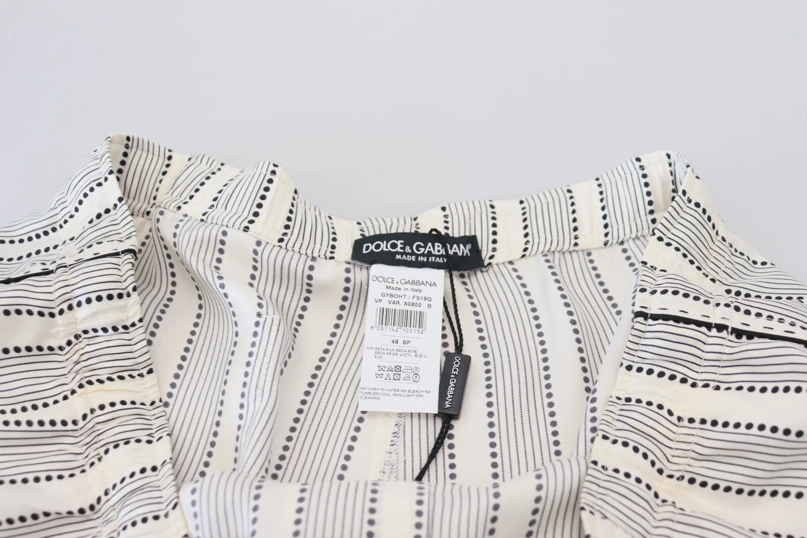 Dolce & Gabbana White Stripes Silk Lounge Trouser Pants