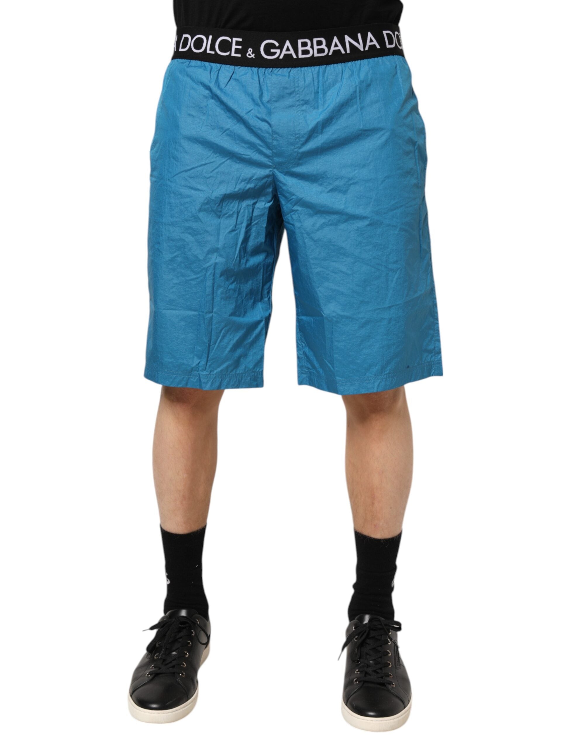 Dolce & Gabbana Blue Logo Waistband Beachwear Shorts Swimwear