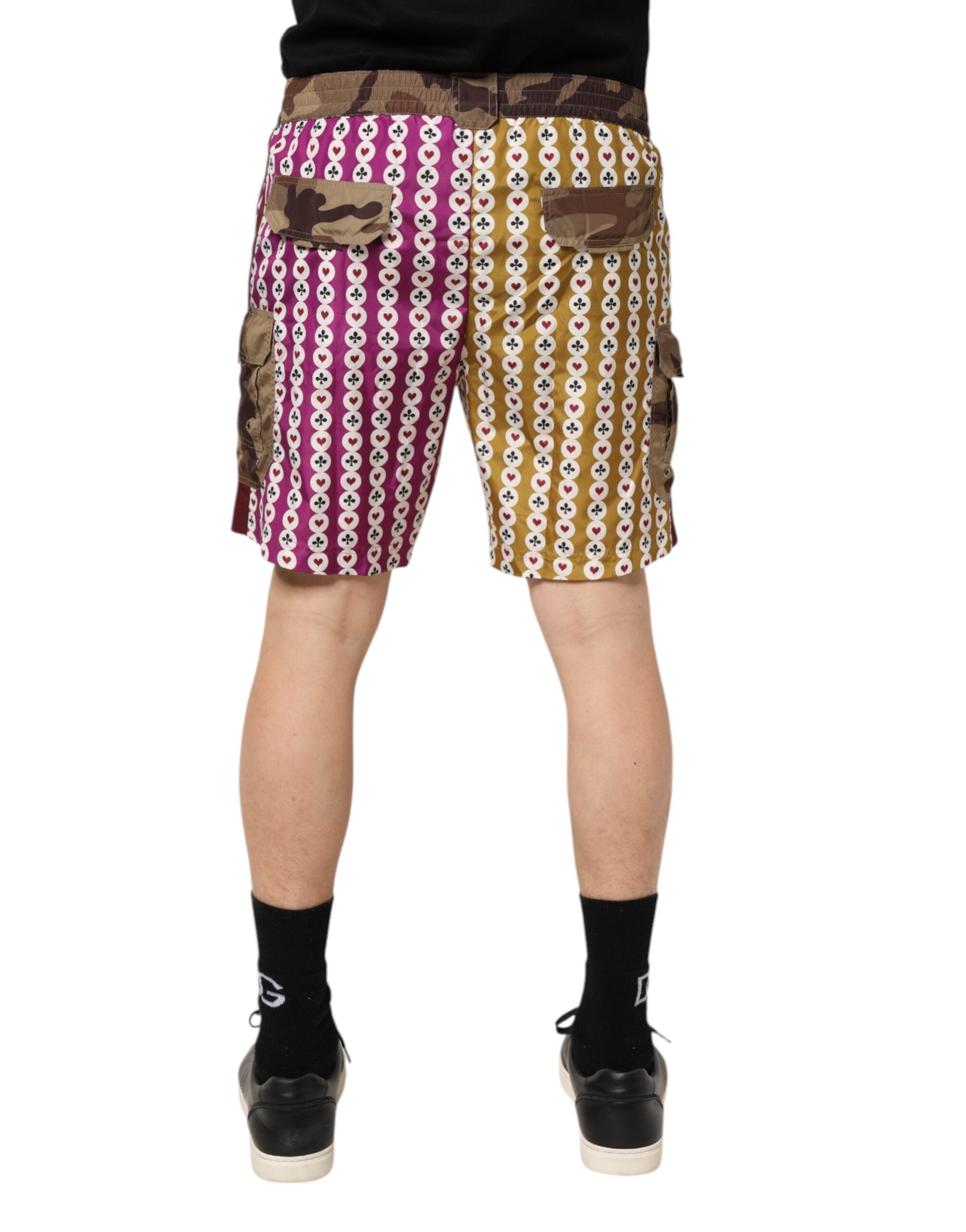 Dolce & Gabbana Multicolor Playing Card Camouflage Shorts Swimwear