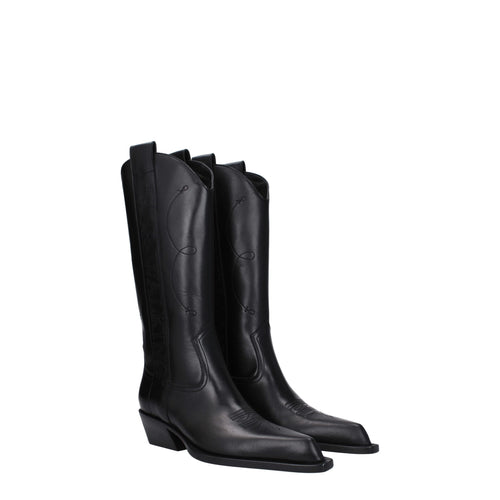 Off-White Black Leather High Heel Boots