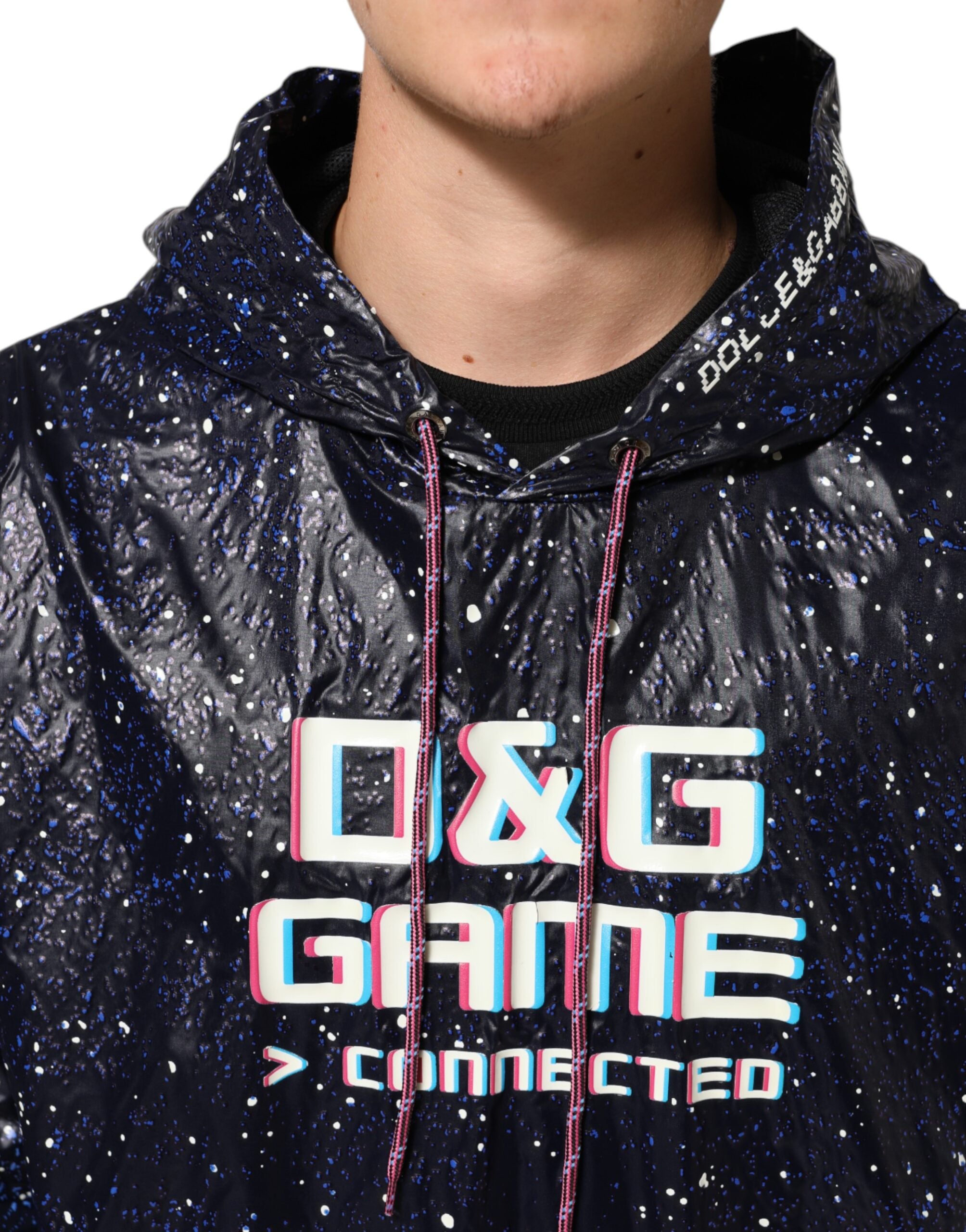 Dolce & Gabbana Blue D&G Game Hooded Men Sweatshirt Sweater