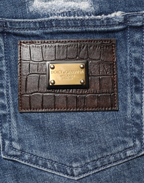 Dolce & Gabbana Blue Distressed Washed Logo GRACE Denim Jeans