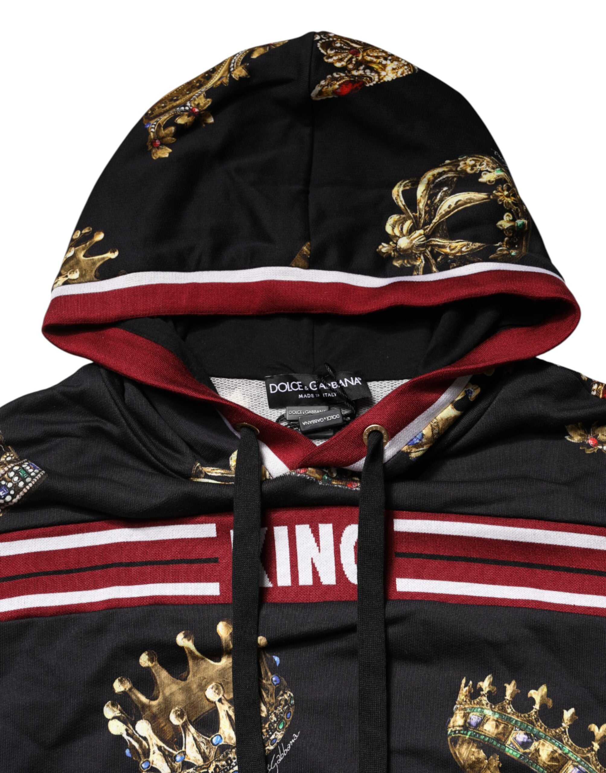 Dolce & Gabbana Black King Crown Hooded Sweatshirt Sweater