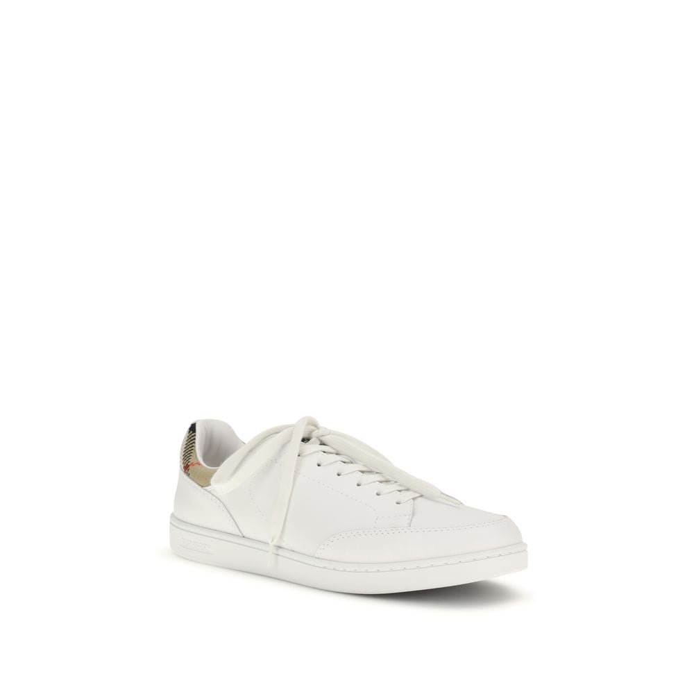 Burberry White Calf Leather Bos Taurus Low Top Sneakers - GET THE BRAND