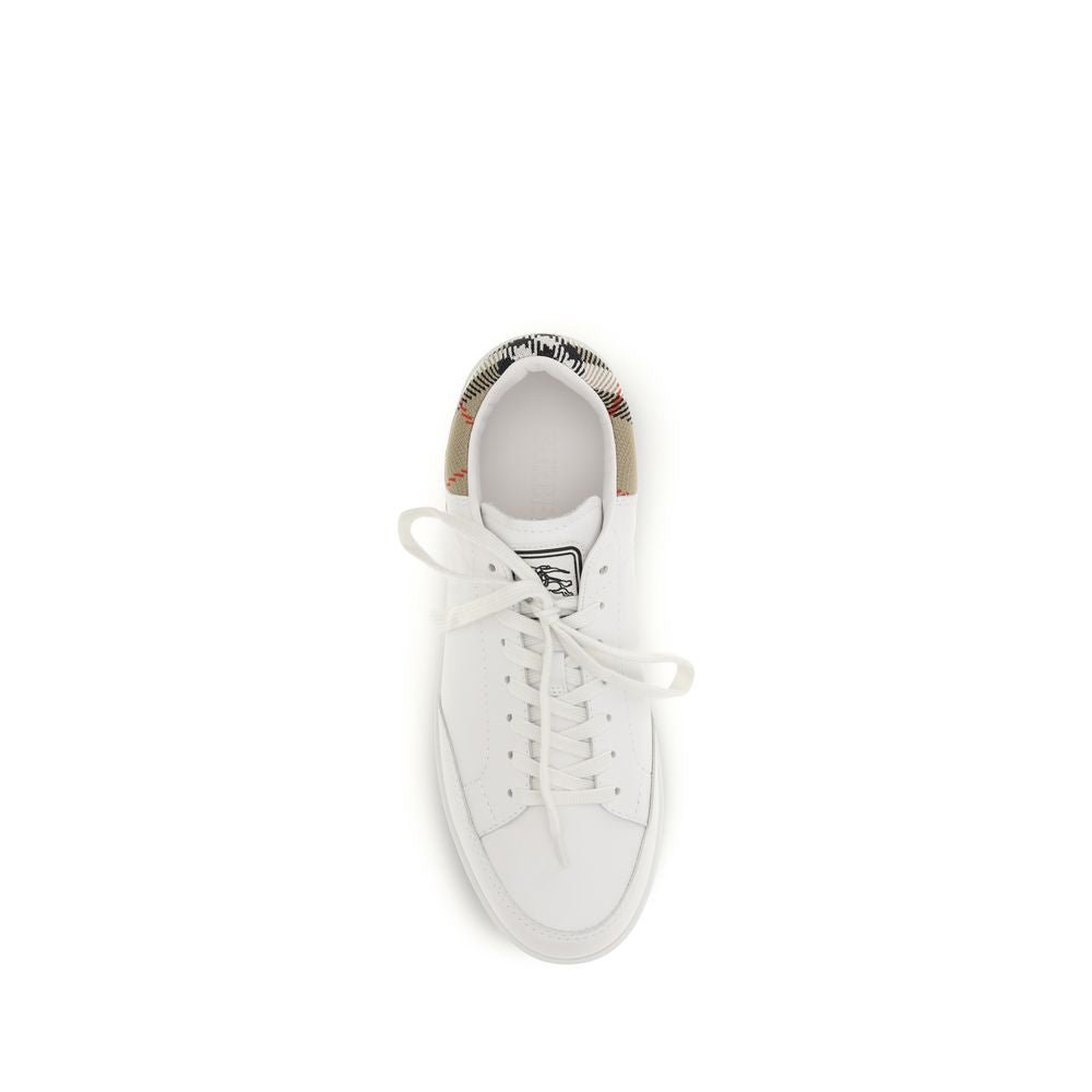 Burberry White Calf Leather Bos Taurus Low Top Sneakers - GET THE BRAND