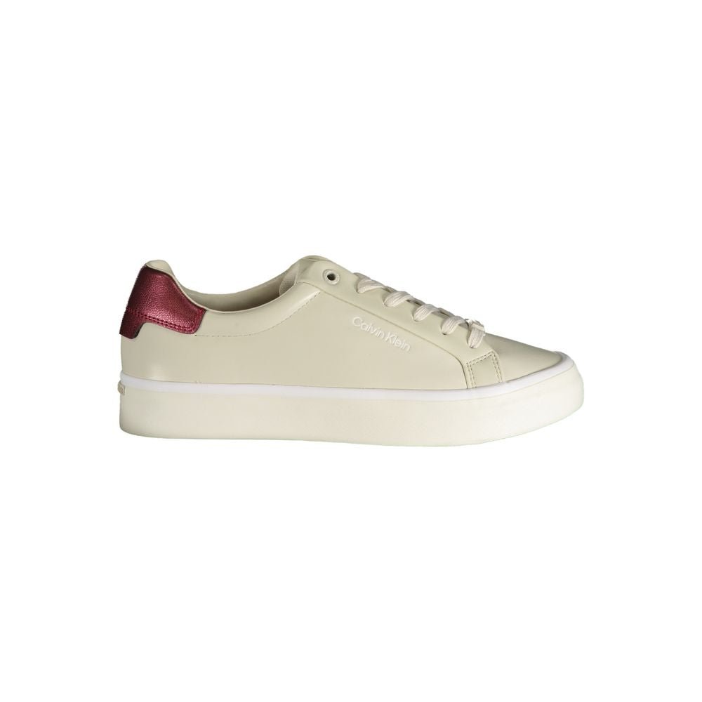 Calvin Klein Beige Leather Women Sneaker - GET THE BRAND