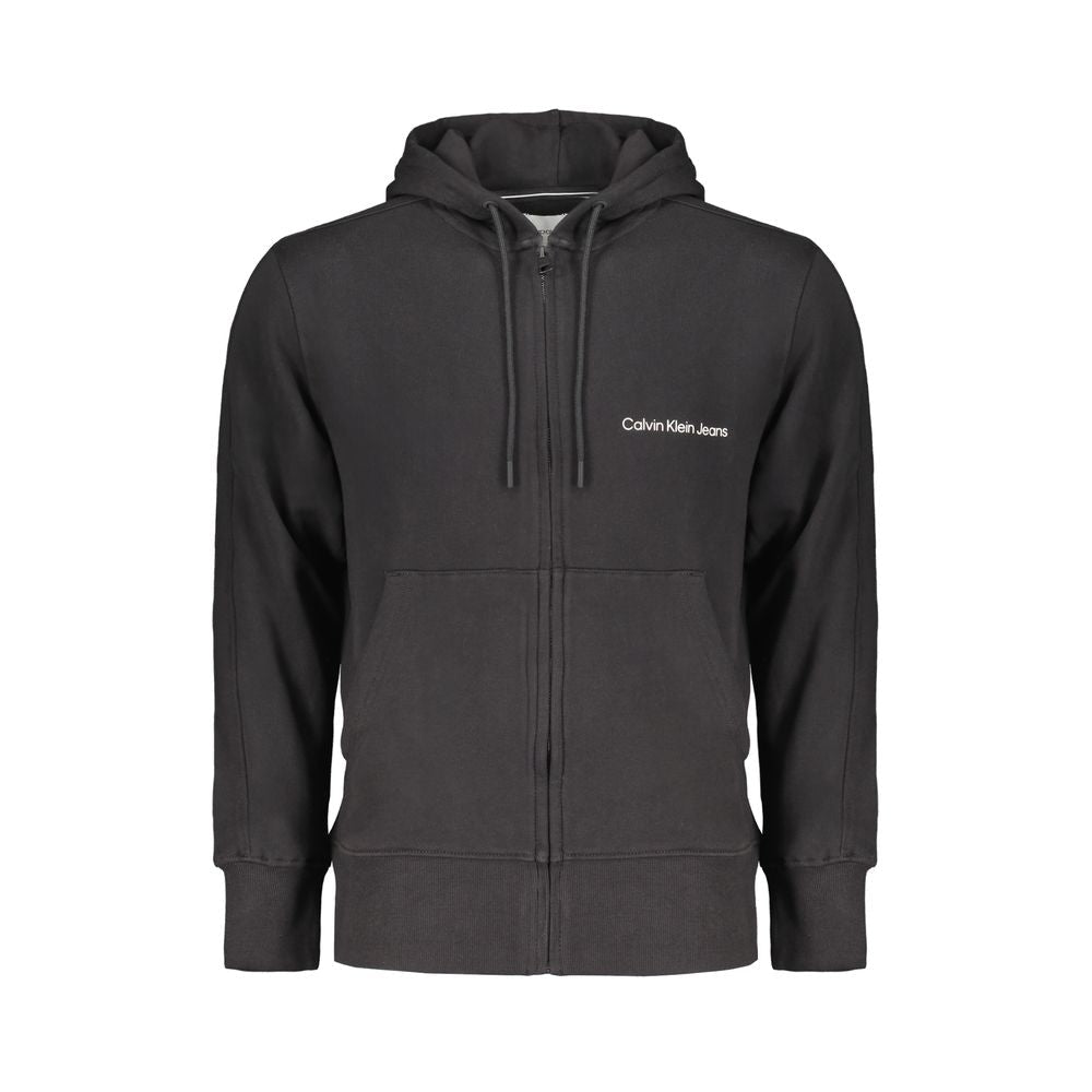 Calvin Klein Black Cotton Men Sweater with Hood and Central Pockets - GET THE BRAND