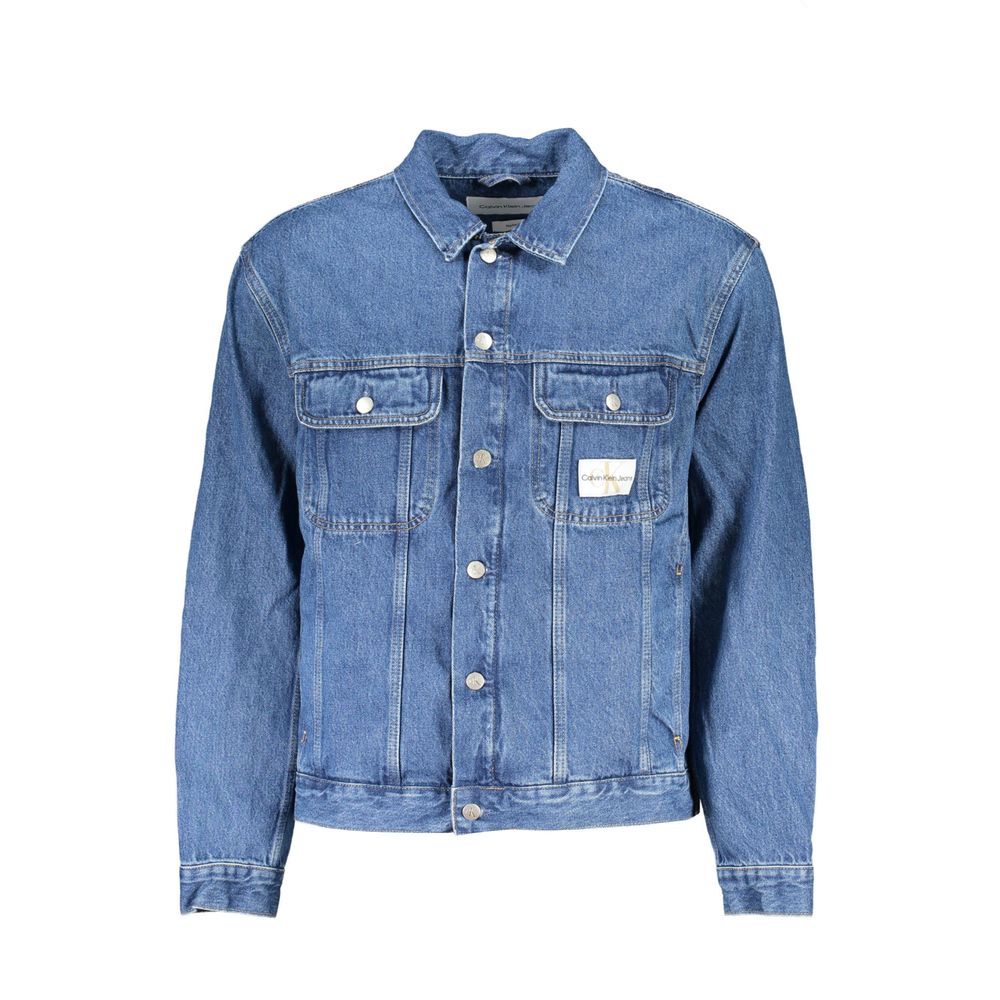 Calvin Klein Blu Cotton Men Jacket - GET THE BRAND