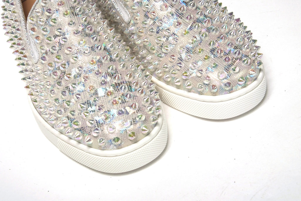Christian Louboutin White Ab/Clear Ab Roller Boat Woman Flat Sneaker - GET THE BRAND